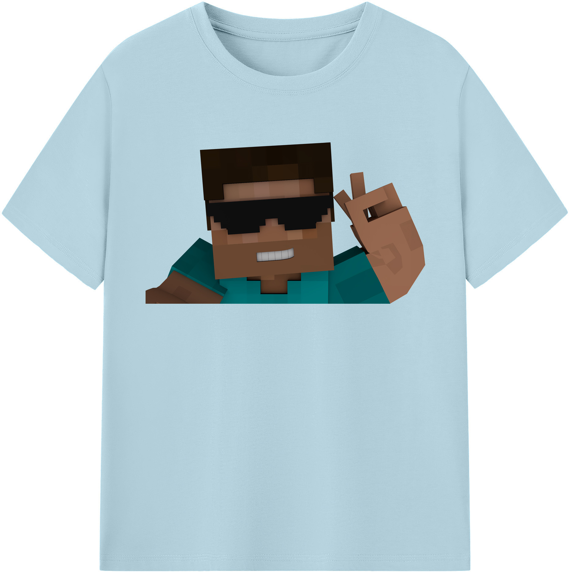 （画像用） マインクラフト ブロックの世界 Minecraft MC Block world 綿100％半袖Tシャツ（フロントプリント）